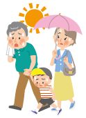 猛暑日の外出のイラスト
