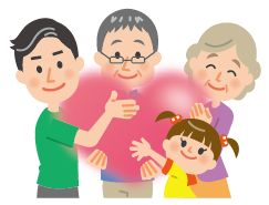 人びとがハートを抱えているイラスト