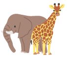 象とキリンのイラスト