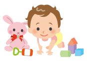 赤ちゃんとオモチャのイラスト