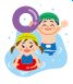 子どもがプールに入っているイラスト