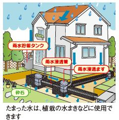 たまった水は、植栽の水まきなどに使用で きます