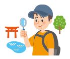 まちをのぞいているイラスト