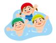 子どもがプールに入っているイラスト
