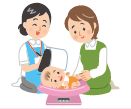 赤ちゃんの体重測定のイラスト