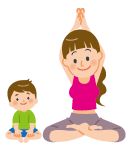 親子のピラティスイラスト