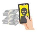 お金の振り込み詐欺のイラスト