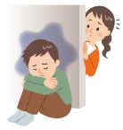 うつ病の人と家族のイラスト