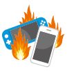 リチウムイオン電池発火のイラスト