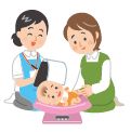 赤ちゃんの体重測定のイラスト