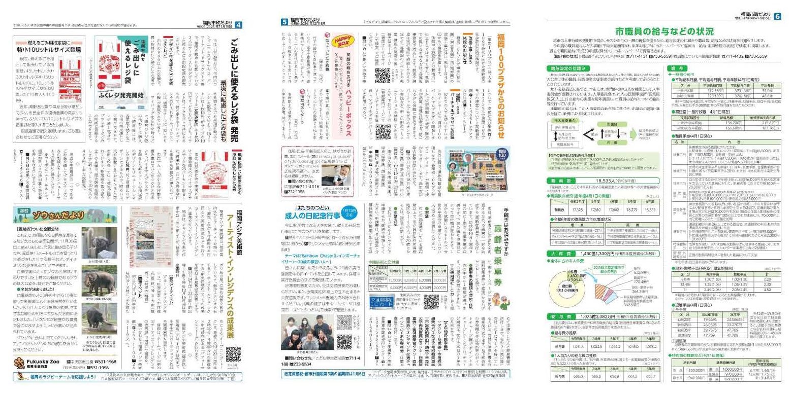 福岡市政だより2024年12月15日号の4面から6面の紙面画像