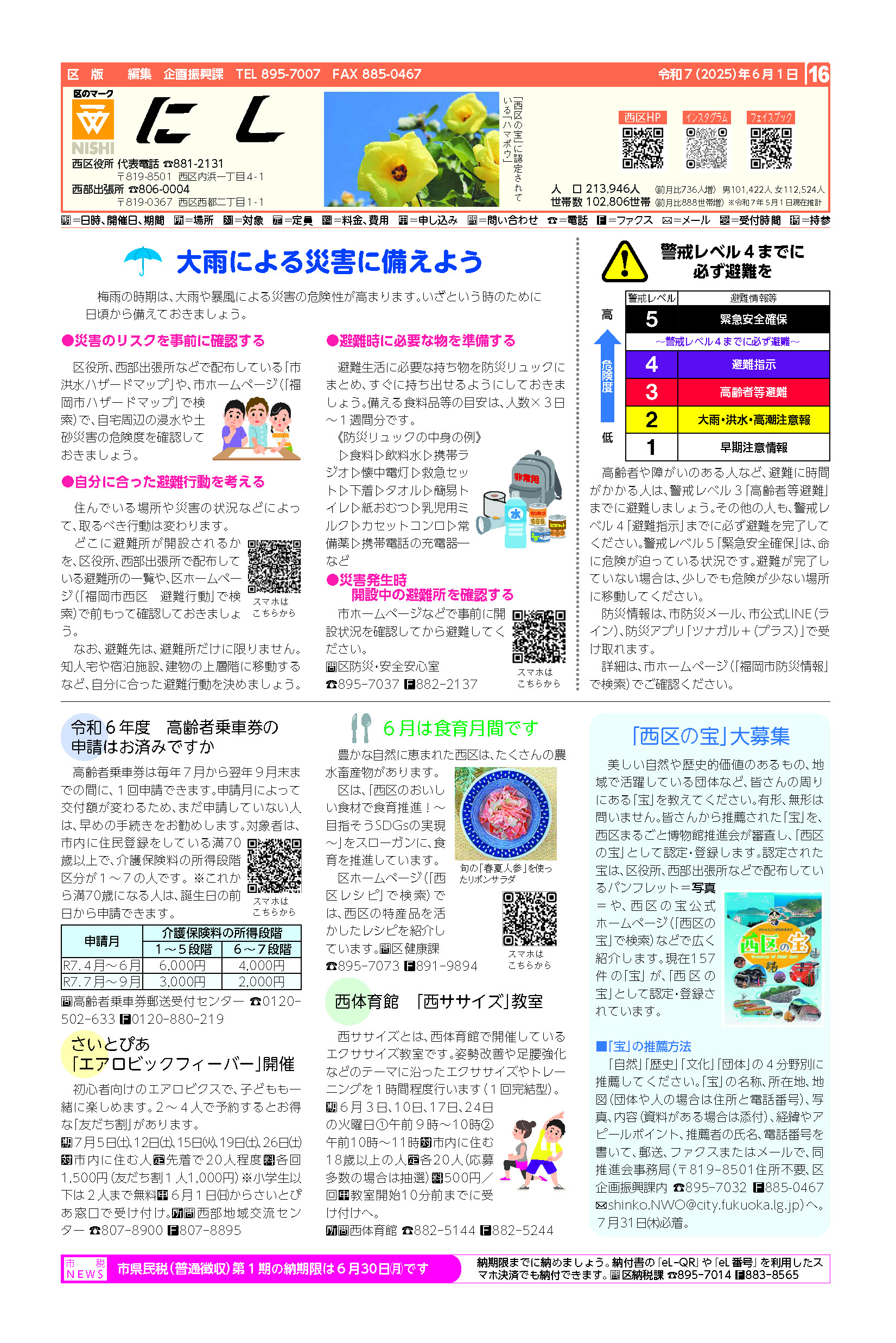 福岡市政だより2025年6月1日号の西区版の紙面画像