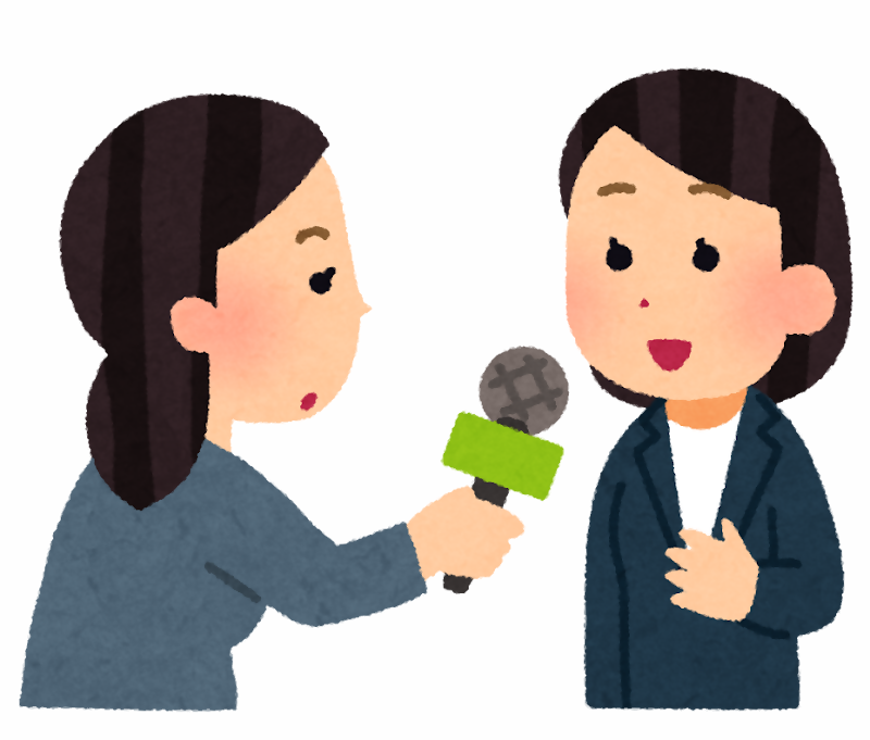インタビューを受ける女性のイラスト