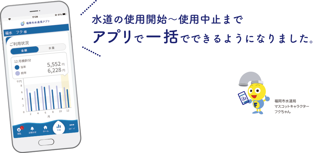 水道の使用開始〜使用中止までアプリで一括できるようになりました。