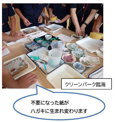 不要になった紙がハガキに生まれ変わる様子